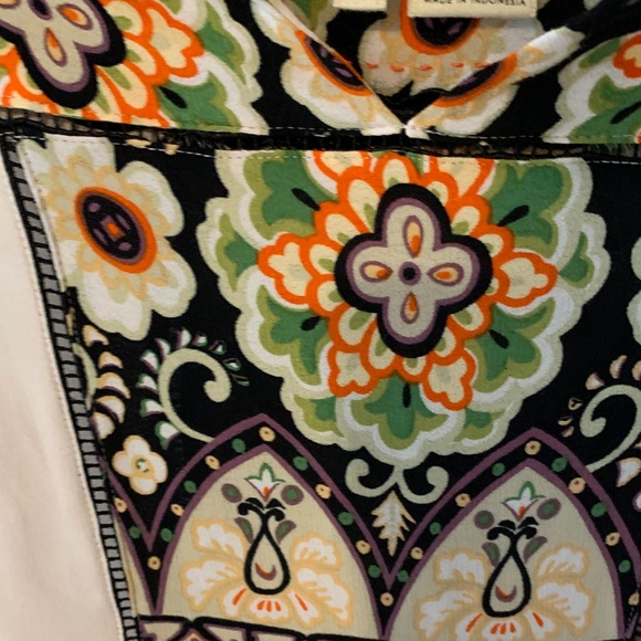 Anthropologie White Tunic with Black Fringe tapestry pattern XS NWOT - Picture 3 of 9